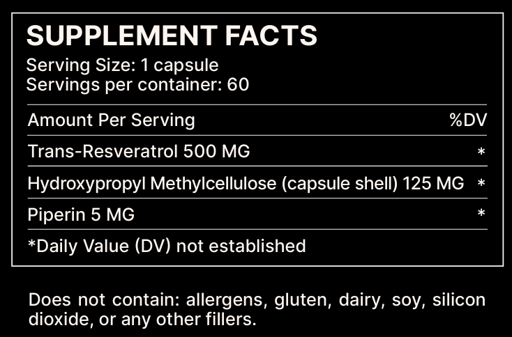 Resveratrol Information                                          500mg x 60 Capsules
