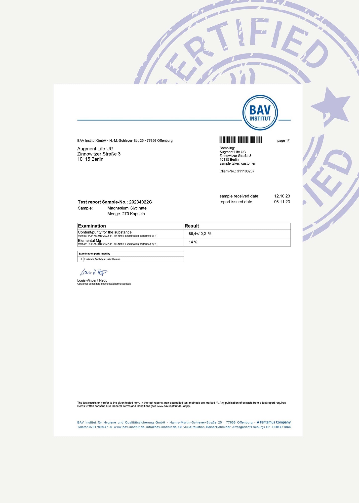 Magnesium Glycinate - powder - 20% elemental magnesium