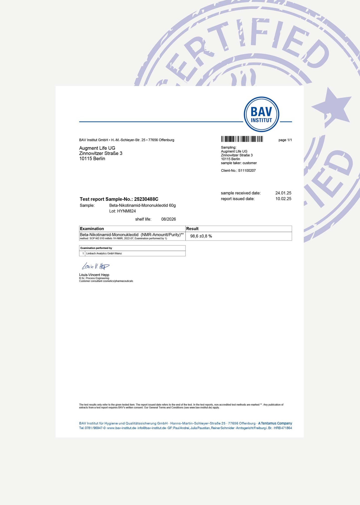Nicotinamide Mononucleotide - 125 mg - 99% Pure - NMN