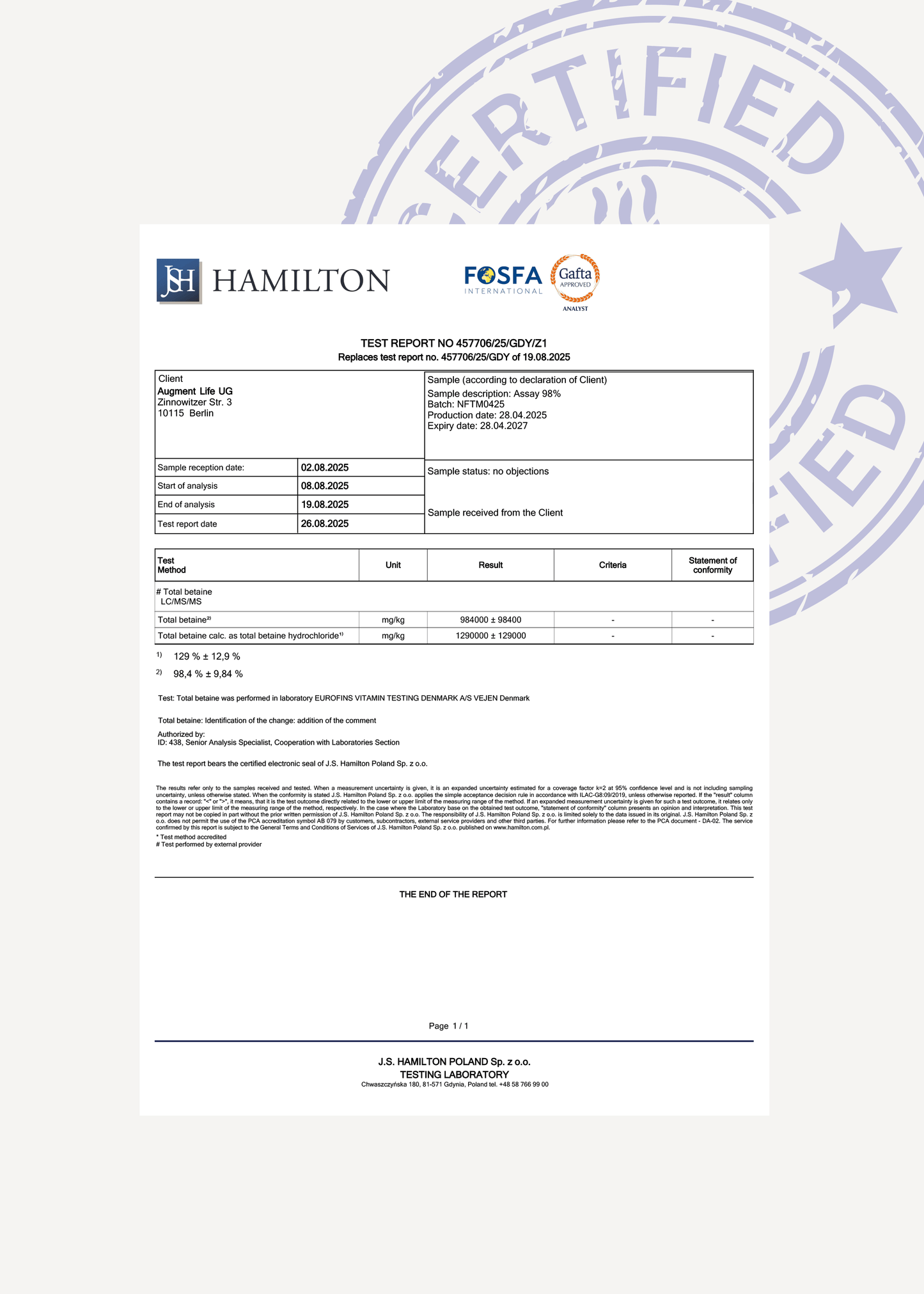 TMG (Betaine) - 500 mg x 120 capsules - Trimethylglycine, 98% Betaine