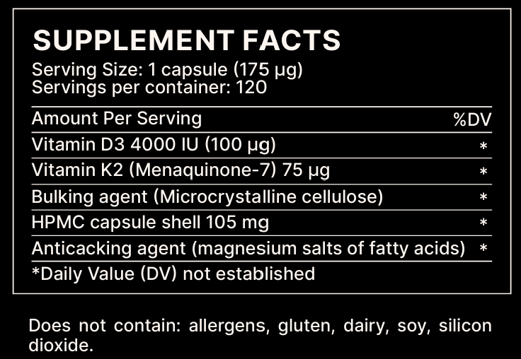 Vitamin D3 K2 Capsule Information