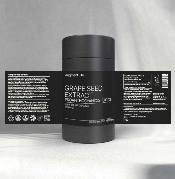 Grape Seed Extract - 300 mg x 300 capsules - 95% Proanthocyanidis (OPC)